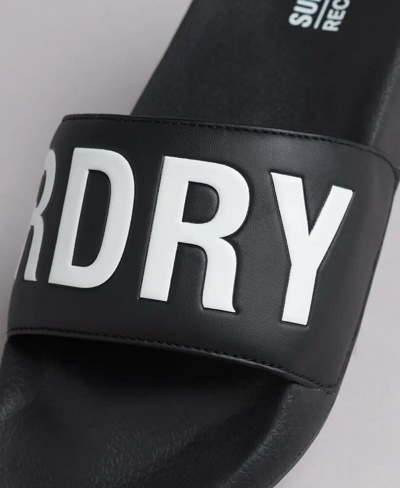 superdry Code Core Pool Sliders - Damen Flip Flops schwarz/weiß mit Logo – 3/5