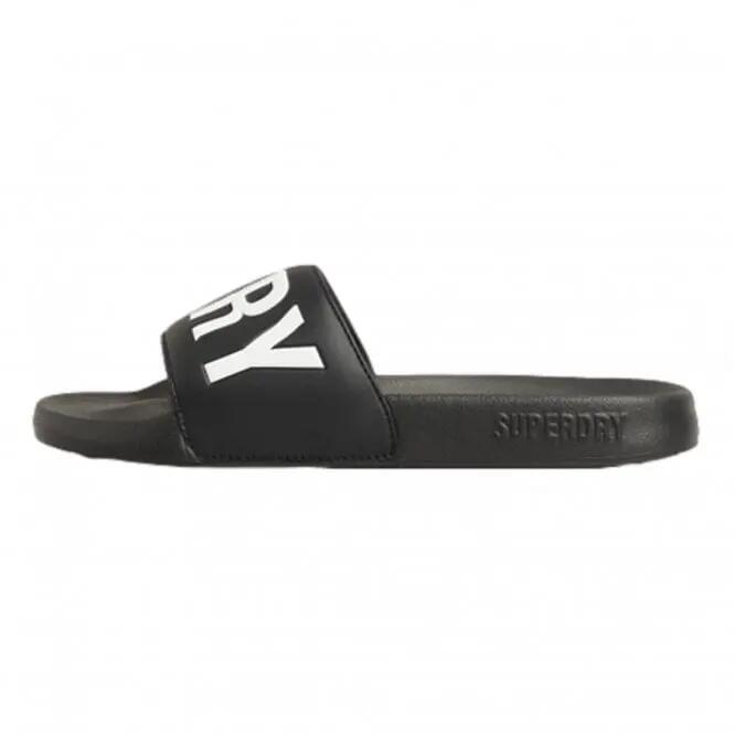 superdry Code Core Pool Sliders - Damen Flip Flops schwarz/weiß mit Logo – 2/5