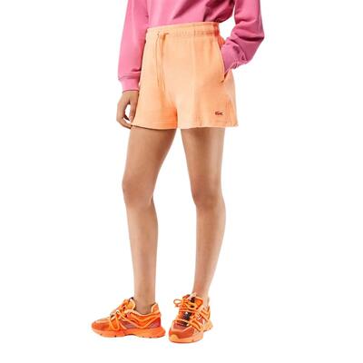 Pantaloncini sportivi da donna Lacoste in spugna corti arancioni