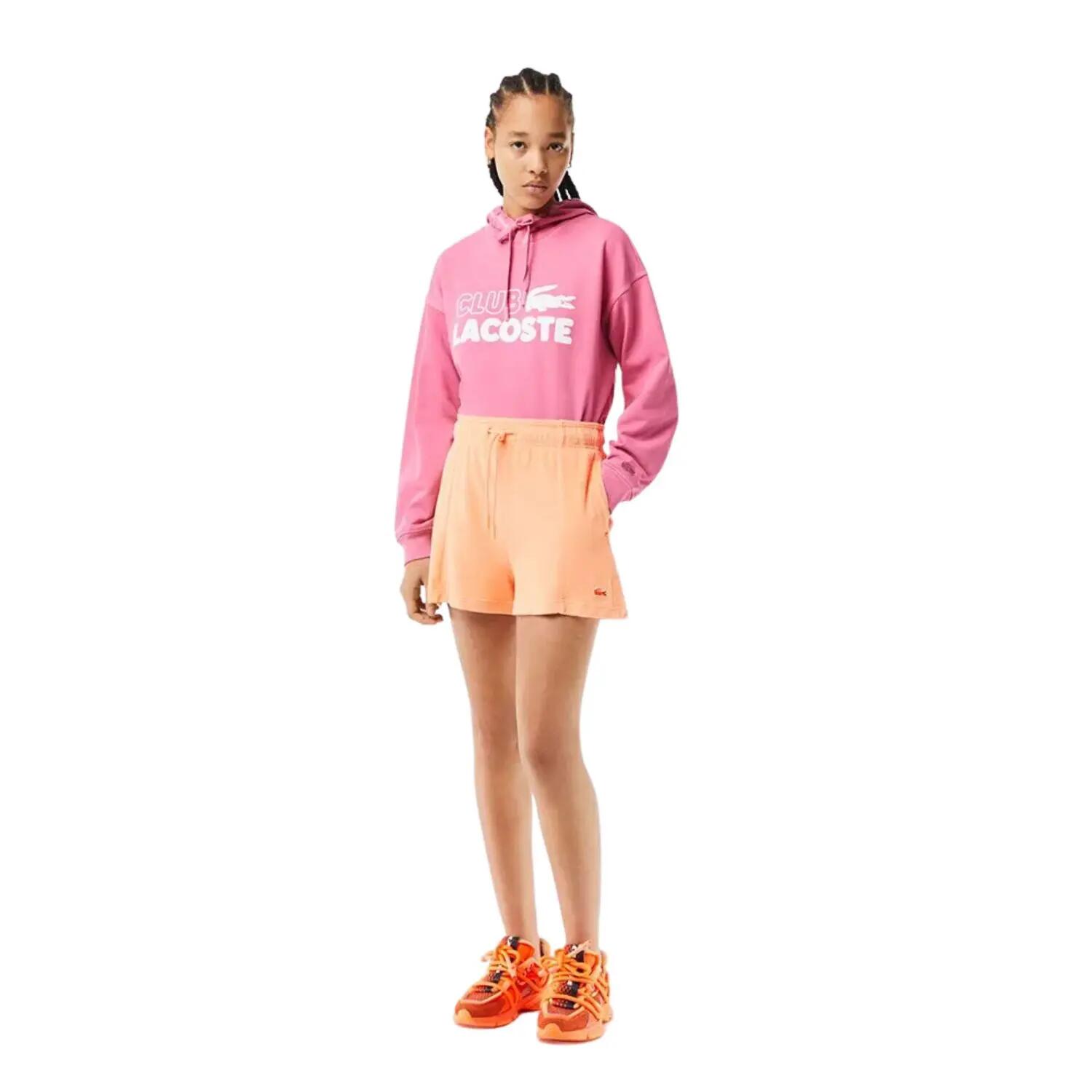 Shorts de sport Lacoste pour femme en éponge, courts, orange 2/6