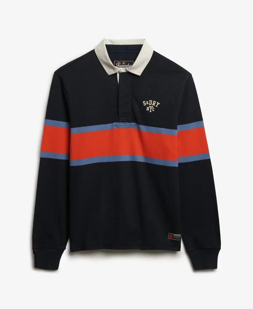 superdry Rugby Vintage a Righe – 100% Cotone Biologico – NAVY CHEST BAND STRIPE 7/7