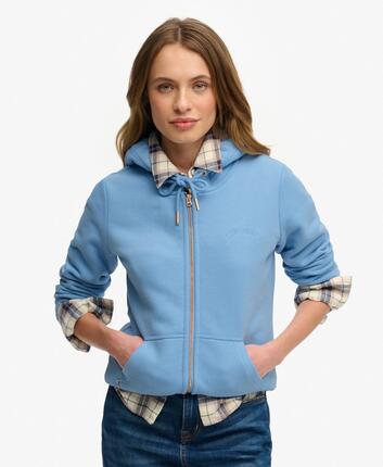 superdry Damen Zip-Hoodie Essential Logo Half Brushed – ECLIPSE Marineblau