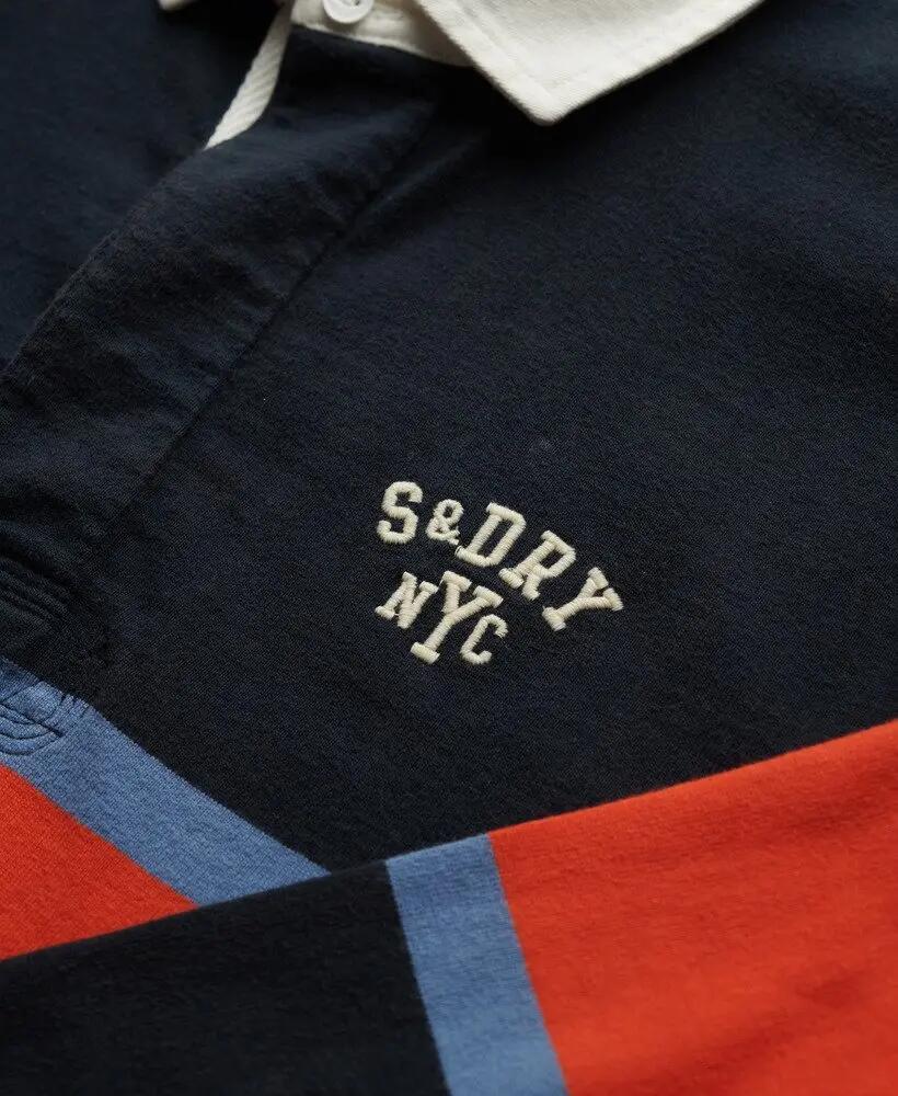 superdry Rugby Vintage a Righe – 100% Cotone Biologico – NAVY CHEST BAND STRIPE 6/7