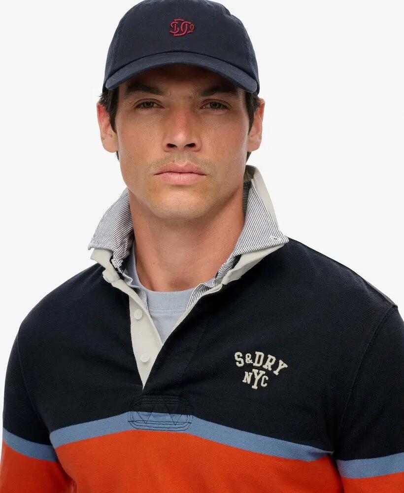 superdry Rugby Vintage a Righe – 100% Cotone Biologico – NAVY CHEST BAND STRIPE 4/7