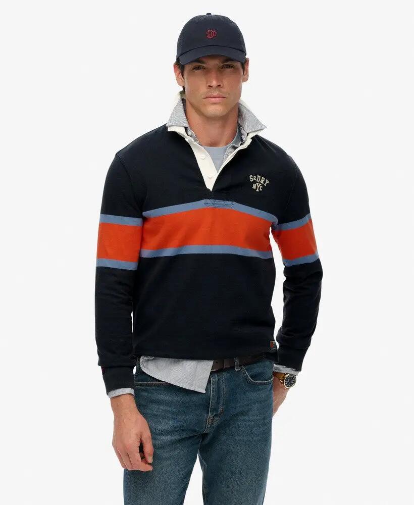 superdry Rugby Vintage a Righe – 100% Cotone Biologico – NAVY CHEST BAND STRIPE 2/7