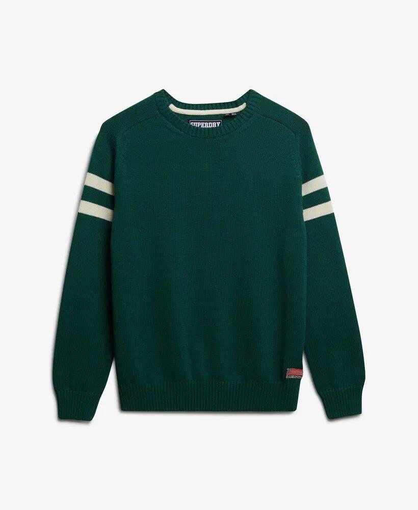 superdry Pull Tricot Rayé Relaxed – 100% coton, Darkest Pine Green 6/6