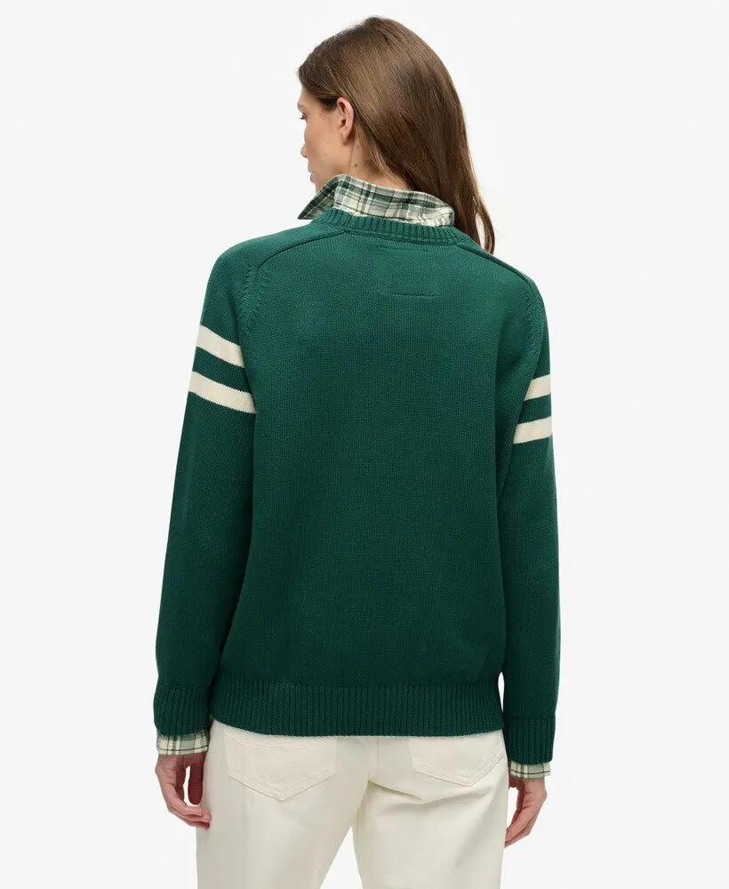 superdry Pull Tricot Rayé Relaxed – 100% coton, Darkest Pine Green 5/6