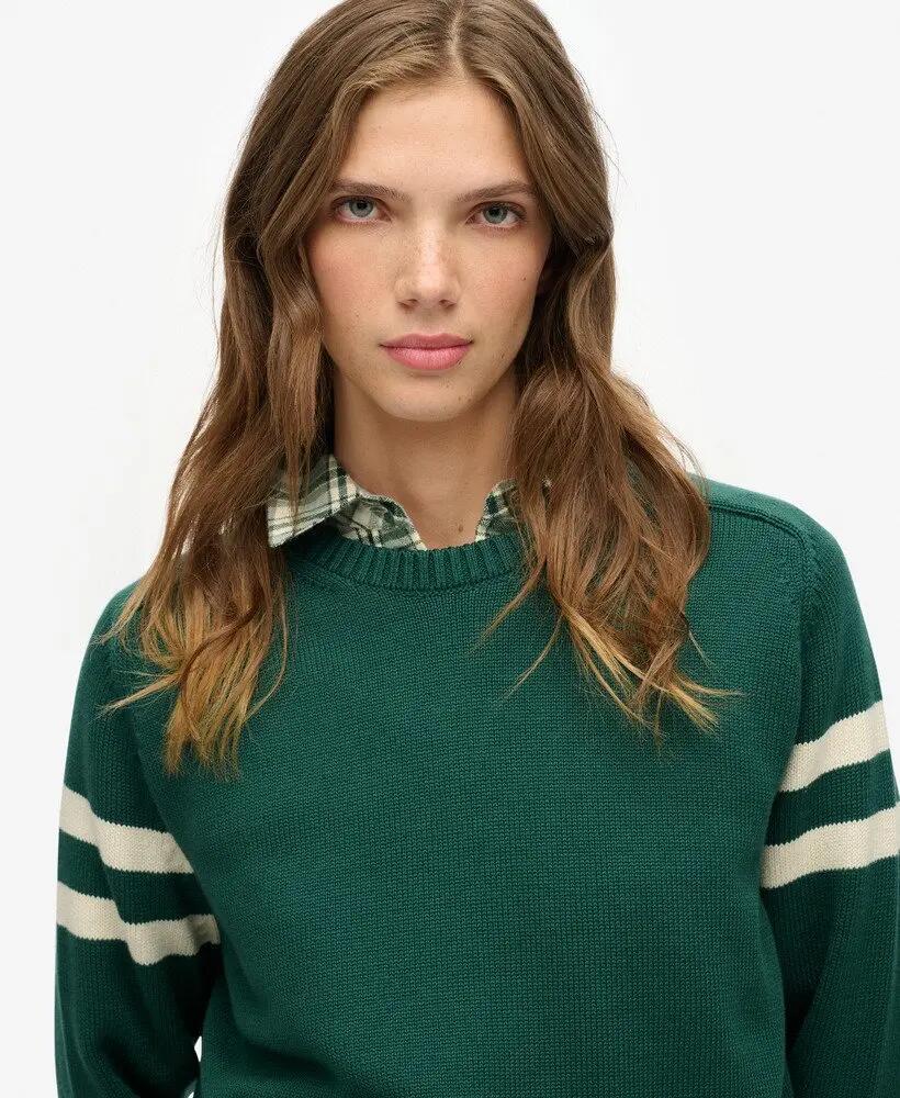 superdry Pull Tricot Rayé Relaxed – 100% coton, Darkest Pine Green 4/6