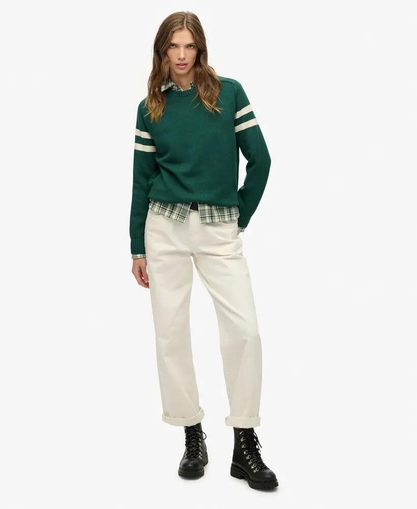 superdry Pull Tricot Rayé Relaxed – 100% coton, Darkest Pine Green 3/6