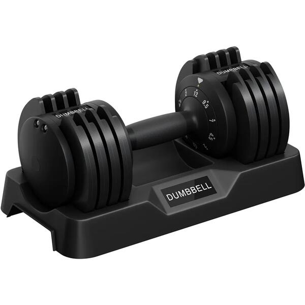 YAHEETECH Mancuerna ajustable 5 en 1 (2 a 12 kg) para gimnasio en casa, negro