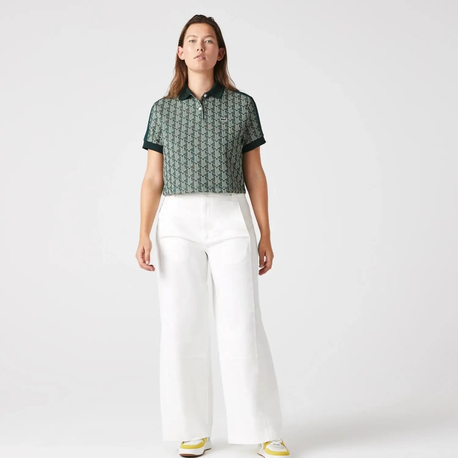 Koszulka damska Lacoste Contrast Collar Monogram 2/6