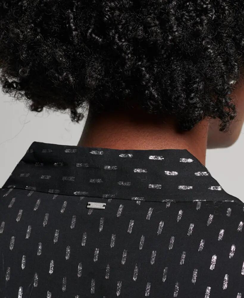 superdry Vestido-camisa mini estampado – Preto, corte slim 5/6