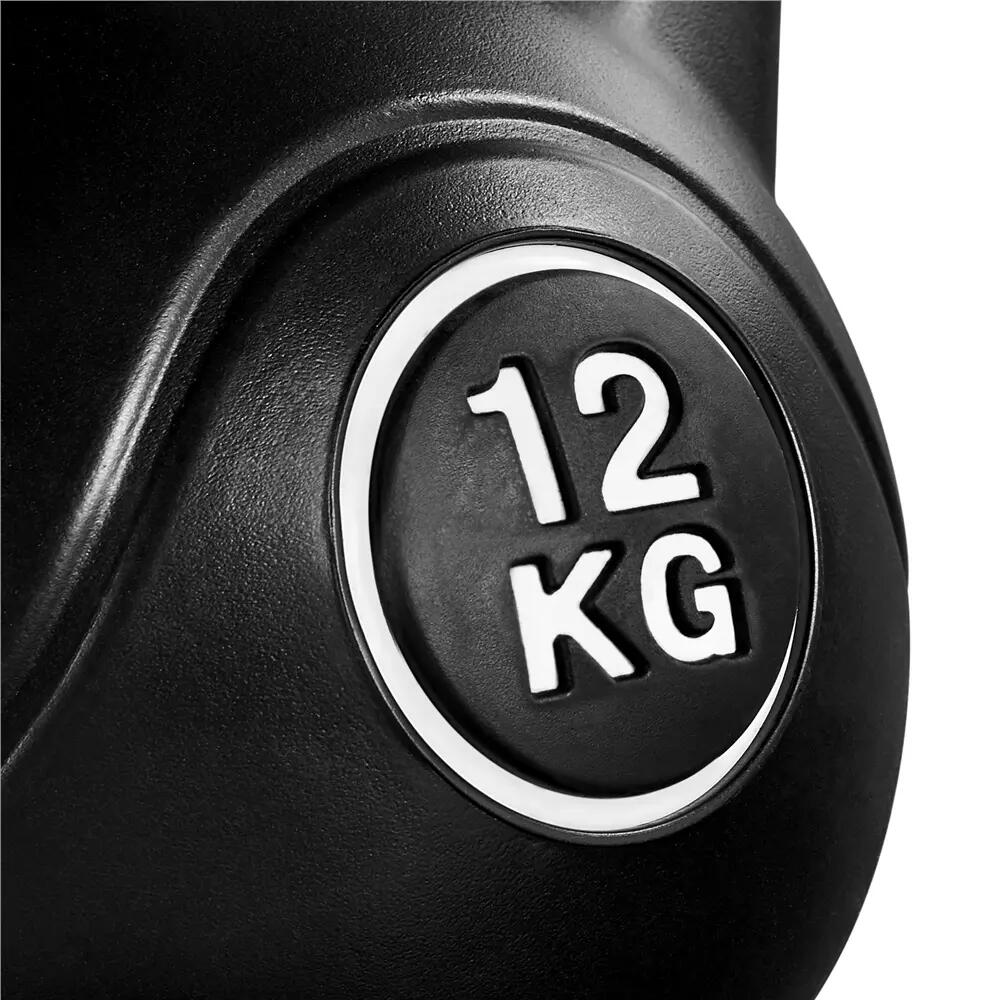 Kettlebell in cemento da 12 kg per fitness e allenamento di forza, nero 11/12