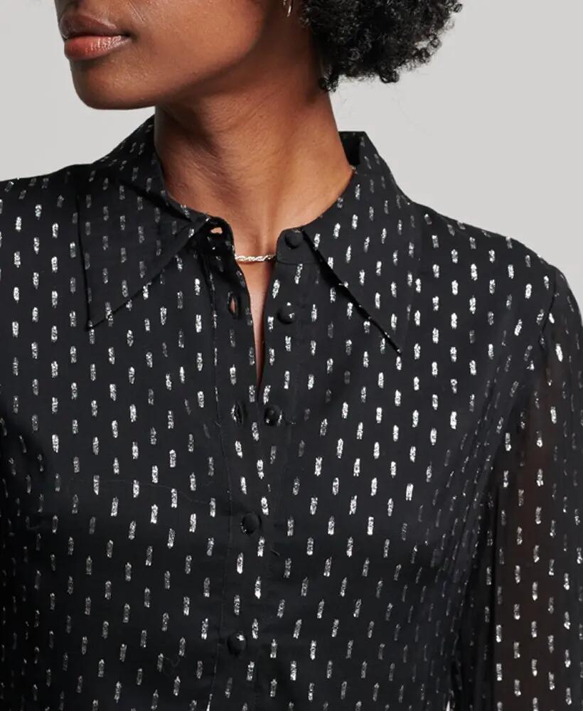 superdry Vestido-camisa mini estampado – Preto, corte slim 4/6