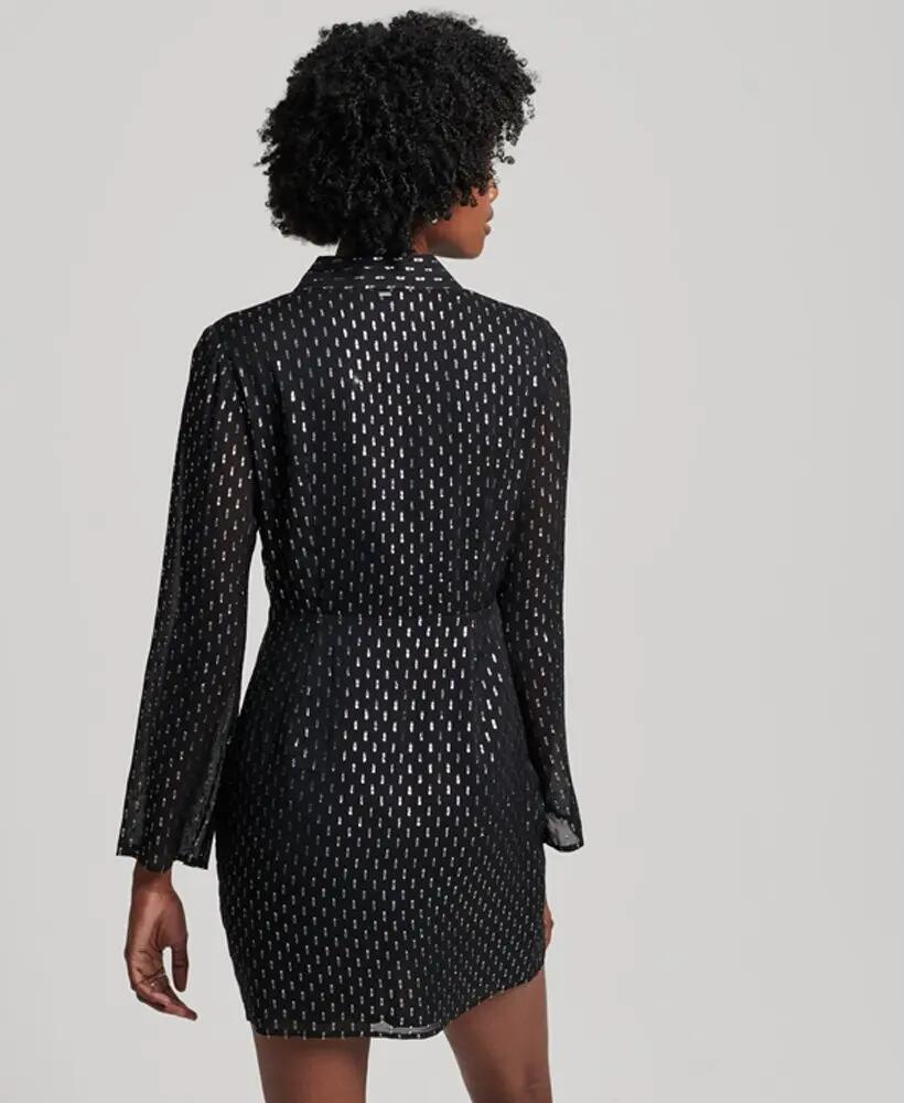 superdry Vestido-camisa mini estampado – Preto, corte slim 2/6