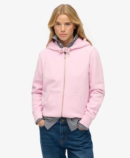 superdry Damen Zip-Hoodie Essential Logo Half Brushed – ECLIPSE Marineblau
