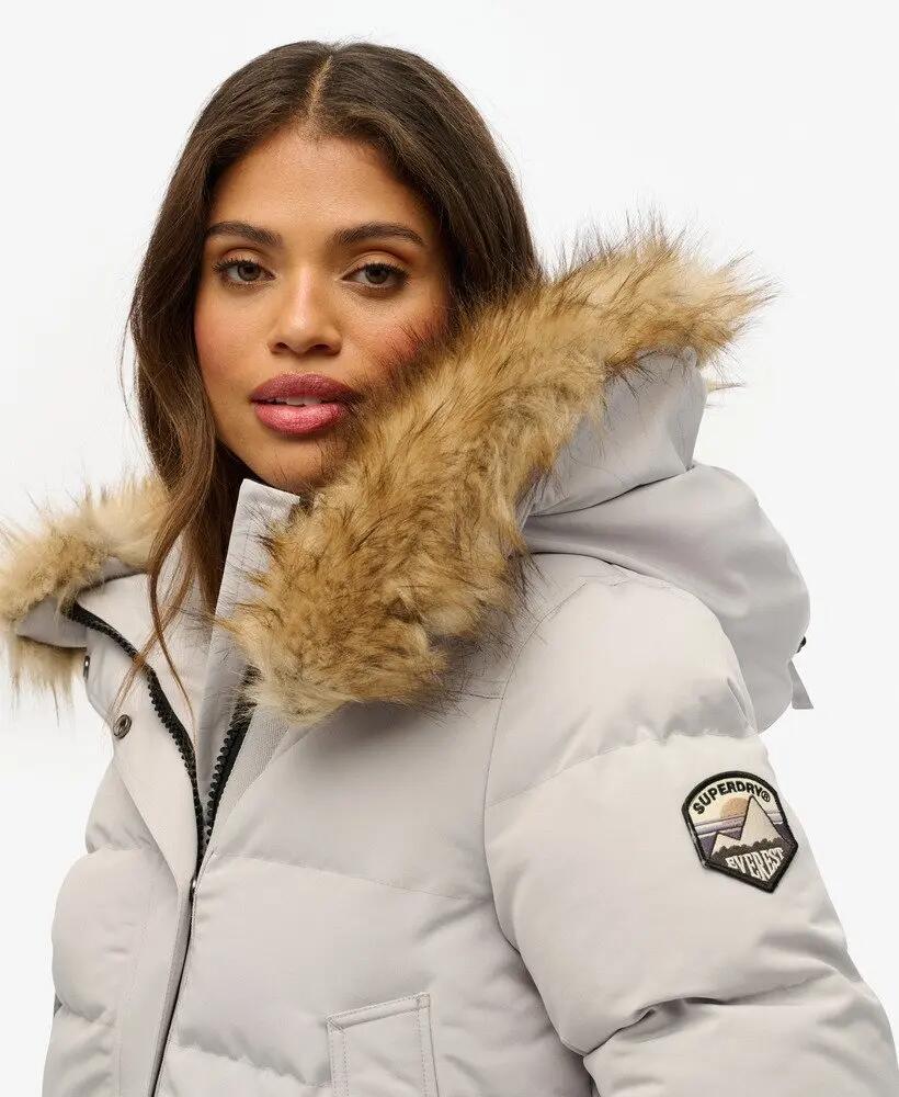 superdry Everest Bomber con Cappuccio, slim, pelo sintetico – MOONLIGHT GREY 4/7