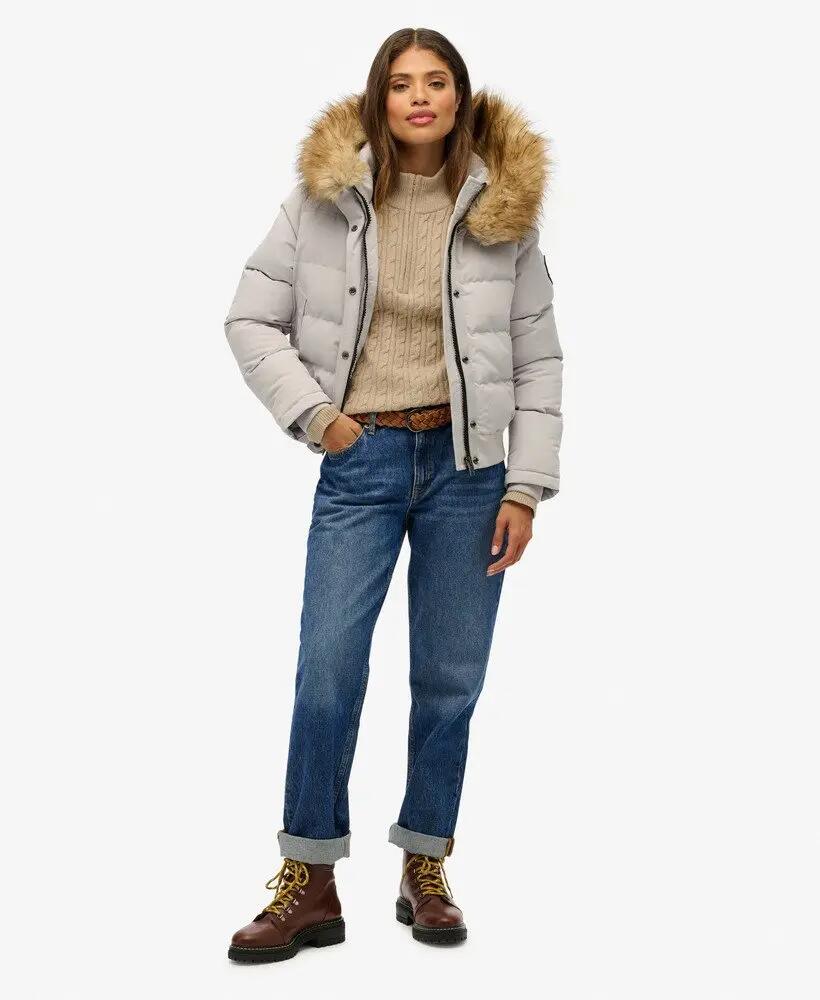 superdry Everest Bomber con Cappuccio, slim, pelo sintetico – MOONLIGHT GREY 3/7