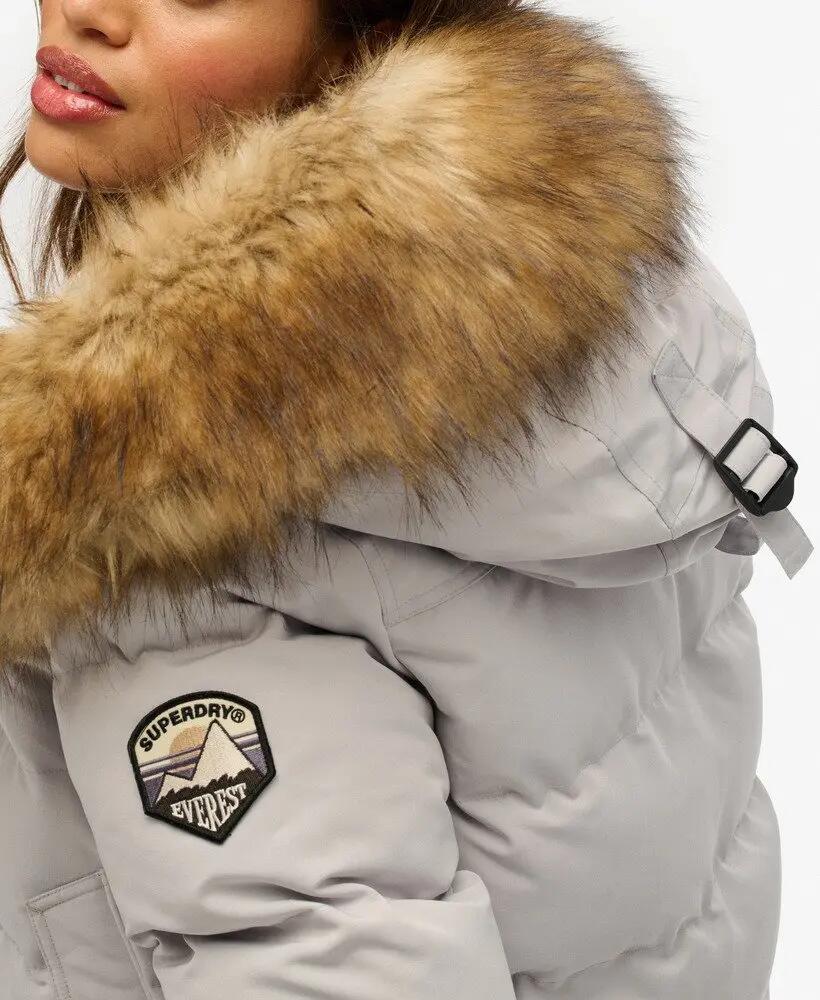superdry Everest Bomber con Cappuccio, slim, pelo sintetico – MOONLIGHT GREY 2/7