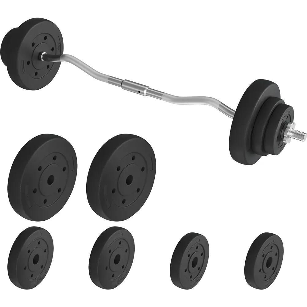 Barre d'haltère avec disques en fonte barre ensemble d'haltères 20 kg noir 6/6