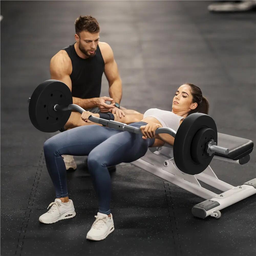 Barre d'haltère avec disques en fonte barre ensemble d'haltères 20 kg noir 3/6