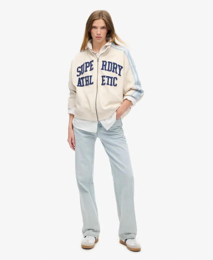 superdry Athletic Essentials Rits-Tracktop van 100% katoen, oversized 2/6