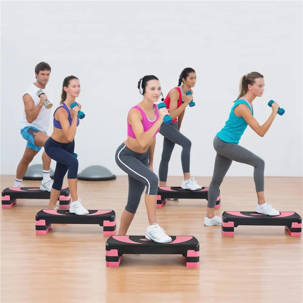 Step d'aérobic réglable en 3 niveaux ( 10,5/15/20cm ) charge max. 250 kg rose 9/9