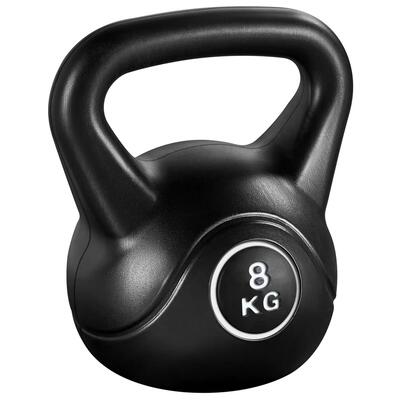 Kettlebell in cemento da 8 kg per fitness e allenamento di forza nero