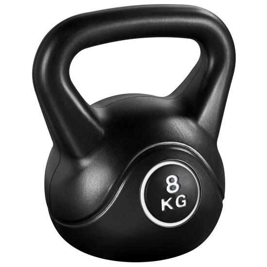 Kettlebell in cemento da 8 kg per fitness e allenamento di forza nero