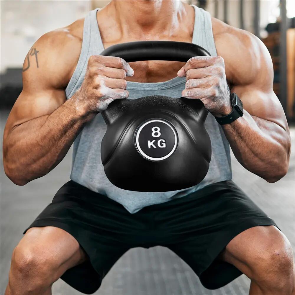 Pesa rusa kettlebell 8 kg de HDPE para gimnasio en casa, negro 6/12