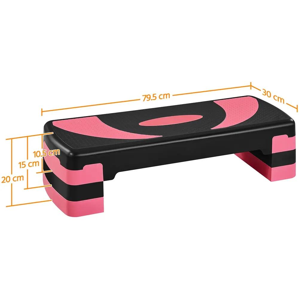 Step d'aérobic réglable en 3 niveaux ( 10,5/15/20cm ) charge max. 250 kg rose 4/9