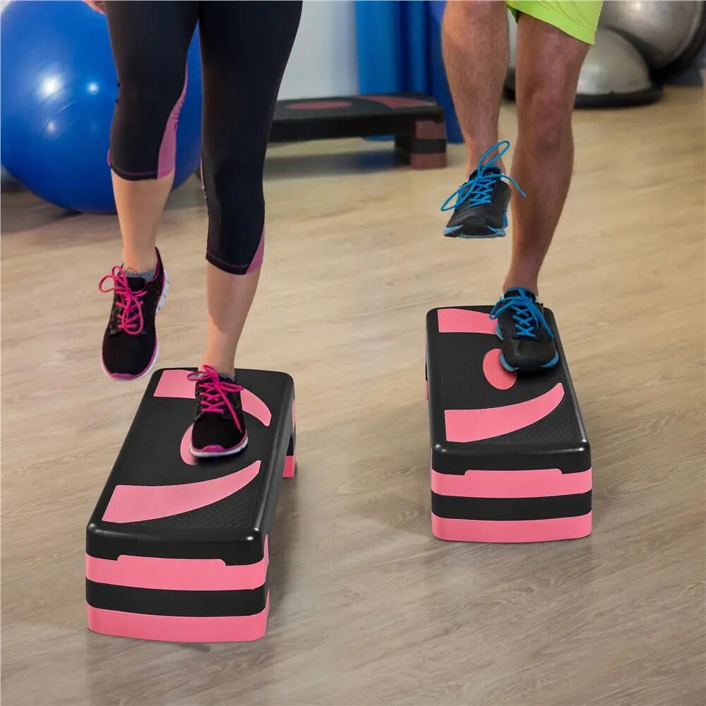 Step d'aérobic réglable en 3 niveaux ( 10,5/15/20cm ) charge max. 250 kg rose 3/9