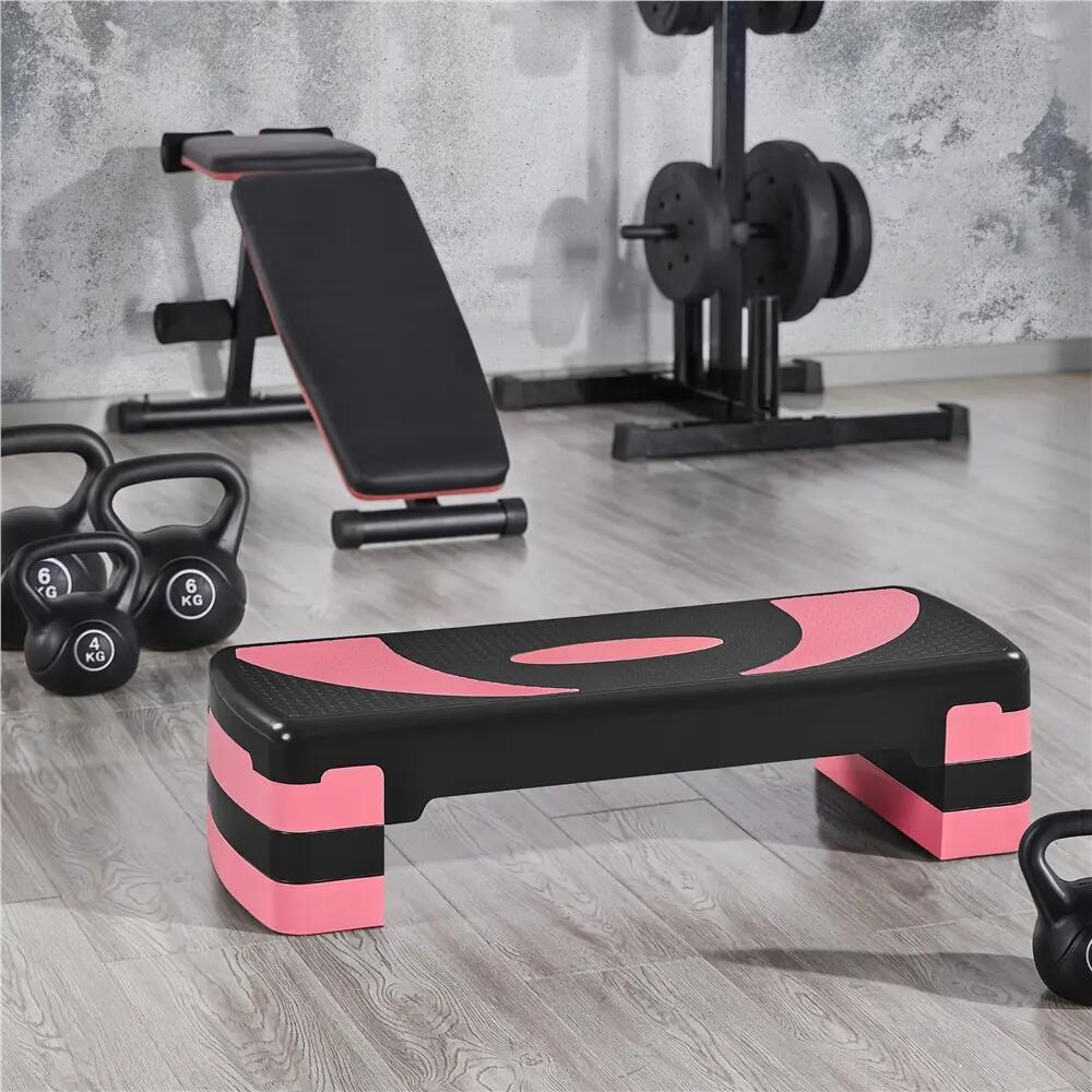 Step d'aérobic réglable en 3 niveaux ( 10,5/15/20cm ) charge max. 250 kg rose 2/9