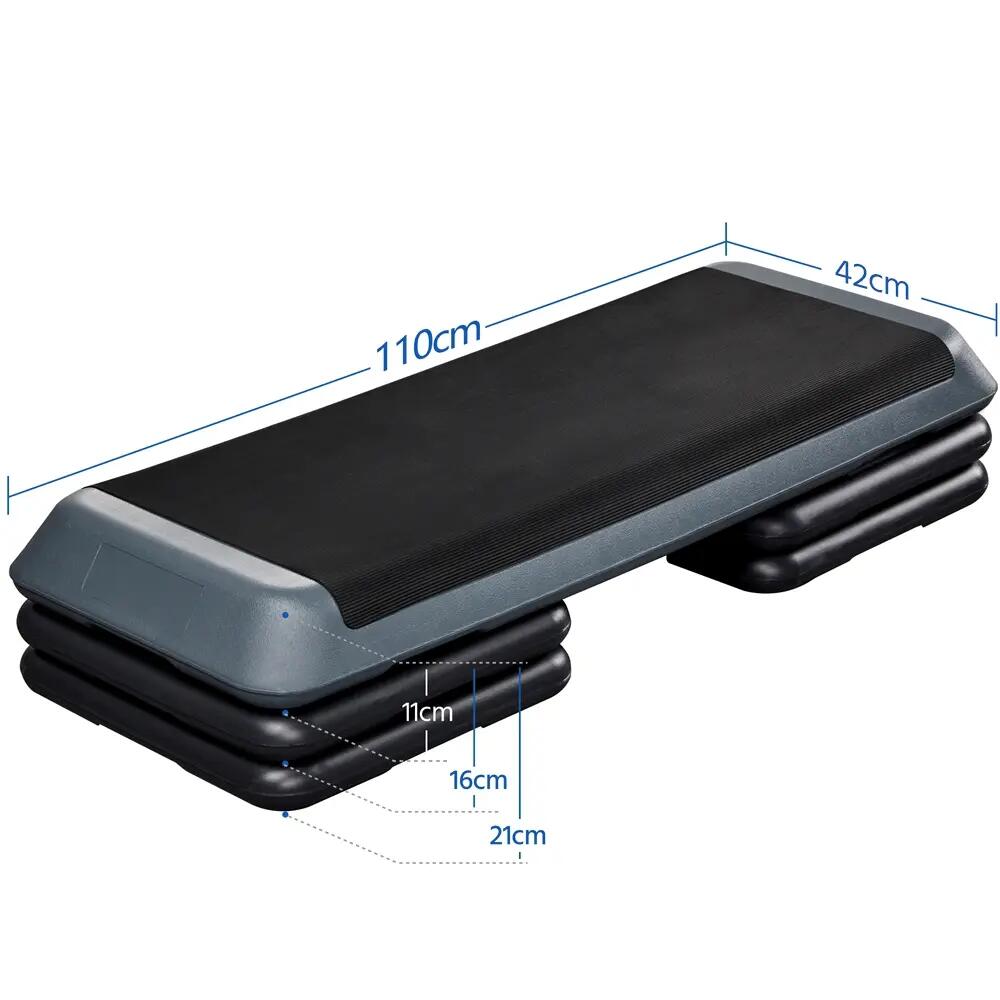 Step aerobico regolabile in altezza, portata 250 kg, nero e grigio 4/7