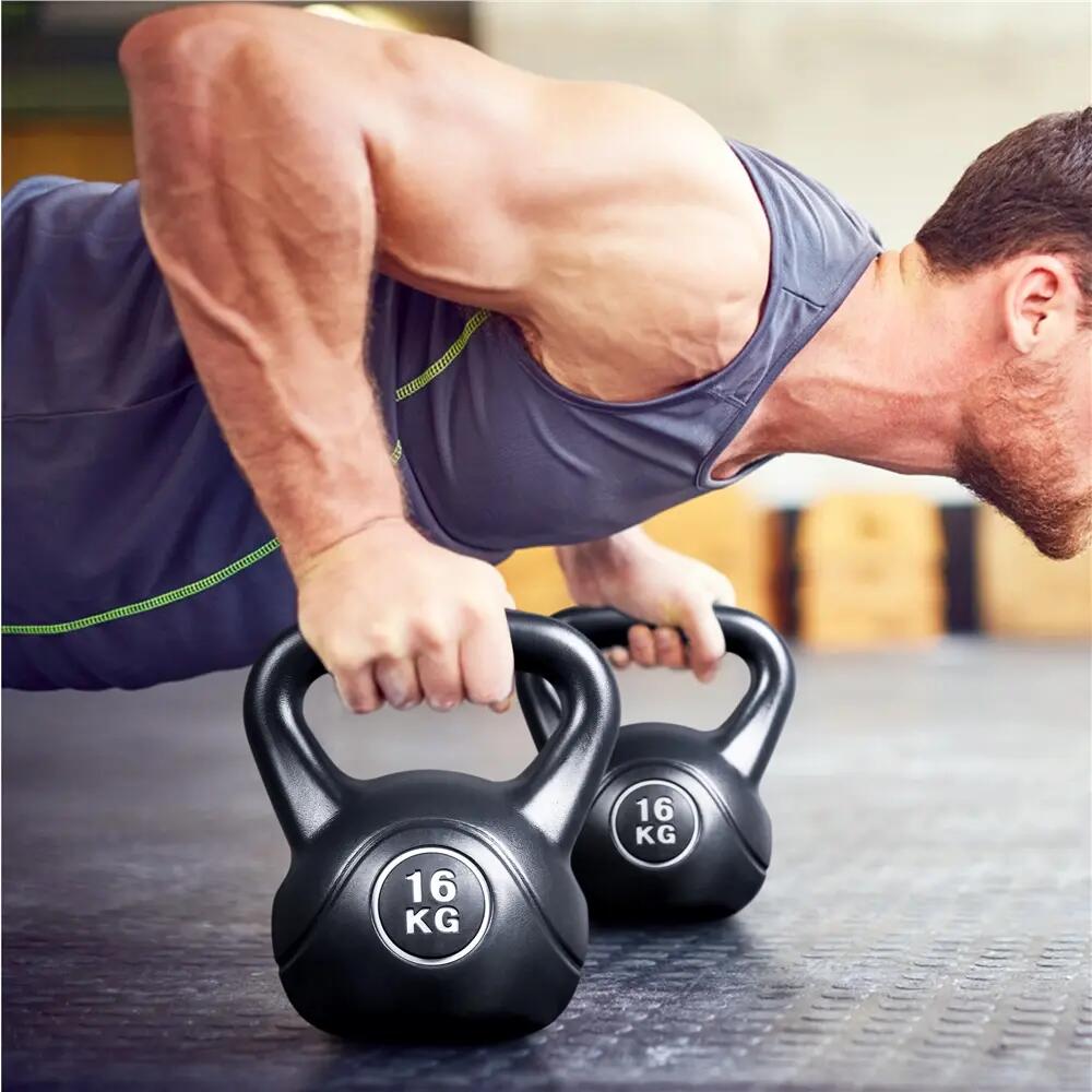 Kettlebell da 16 kg con struttura solida per fitness a casa e in palestra, nero 4/12