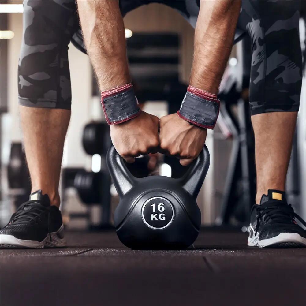 Kettlebell da 16 kg con struttura solida per fitness a casa e in palestra, nero 2/12