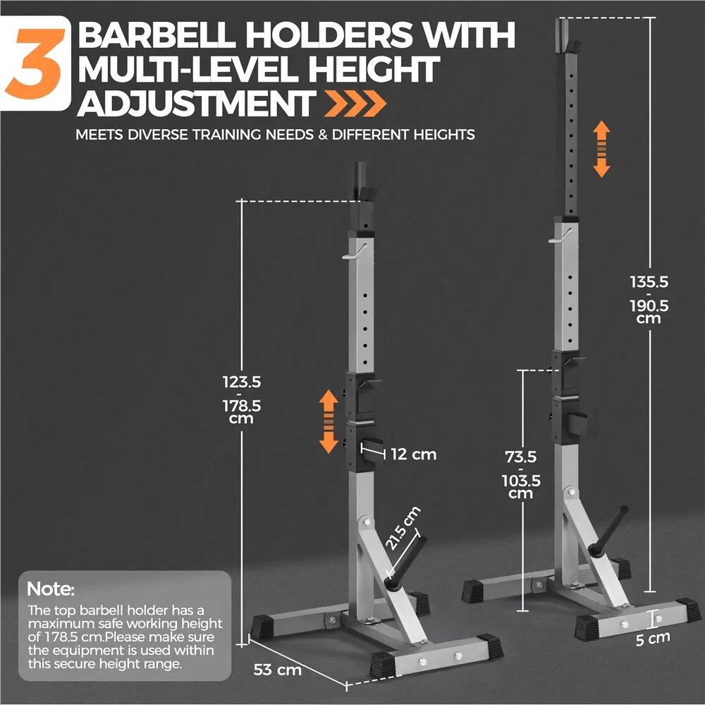 Support d'haltères repose pour haltères max 300 kg avec barres de support noir 4/6