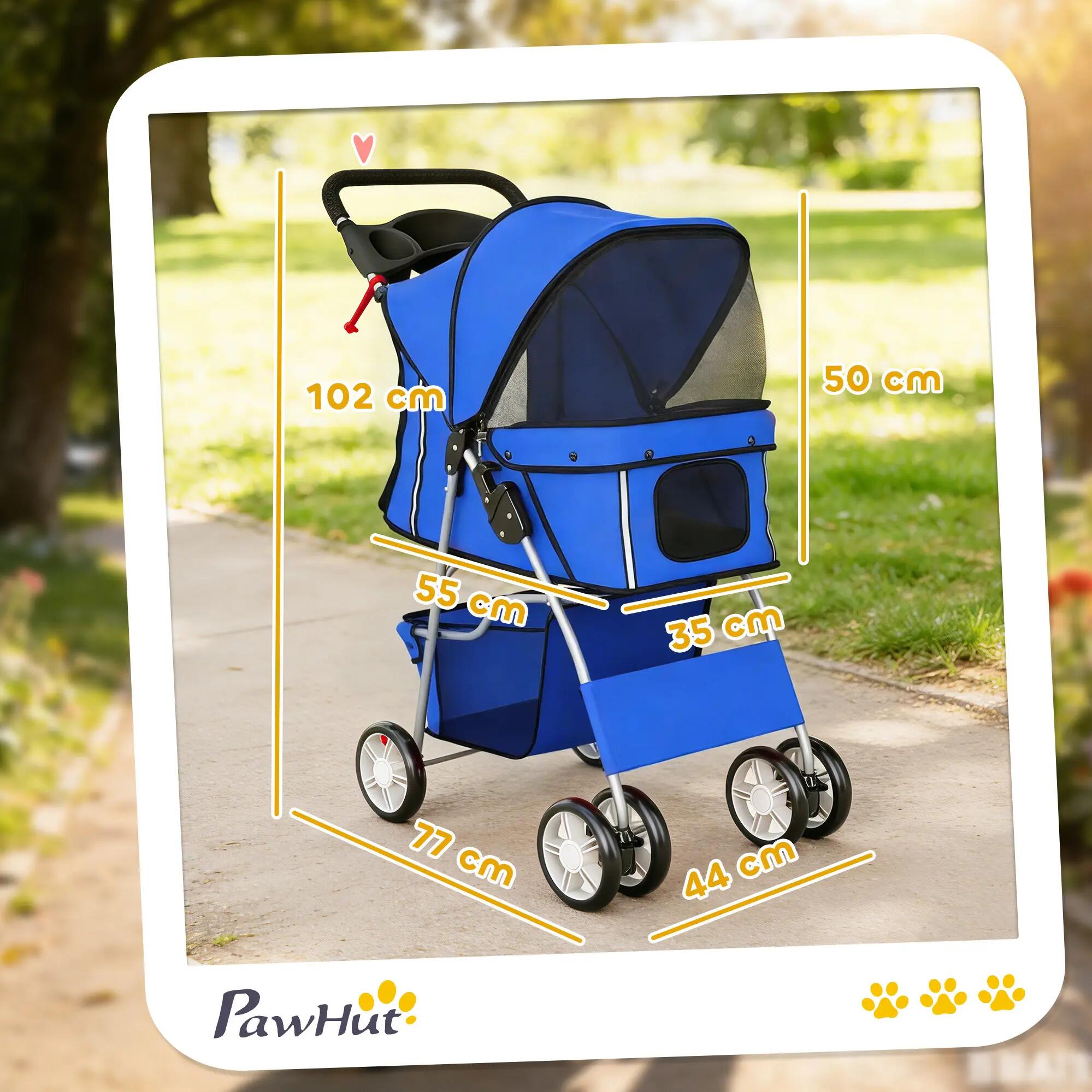 Carrinho para Cães PawHut Tecido Oxford, Aço Azul 77x44x102 cm 3/8