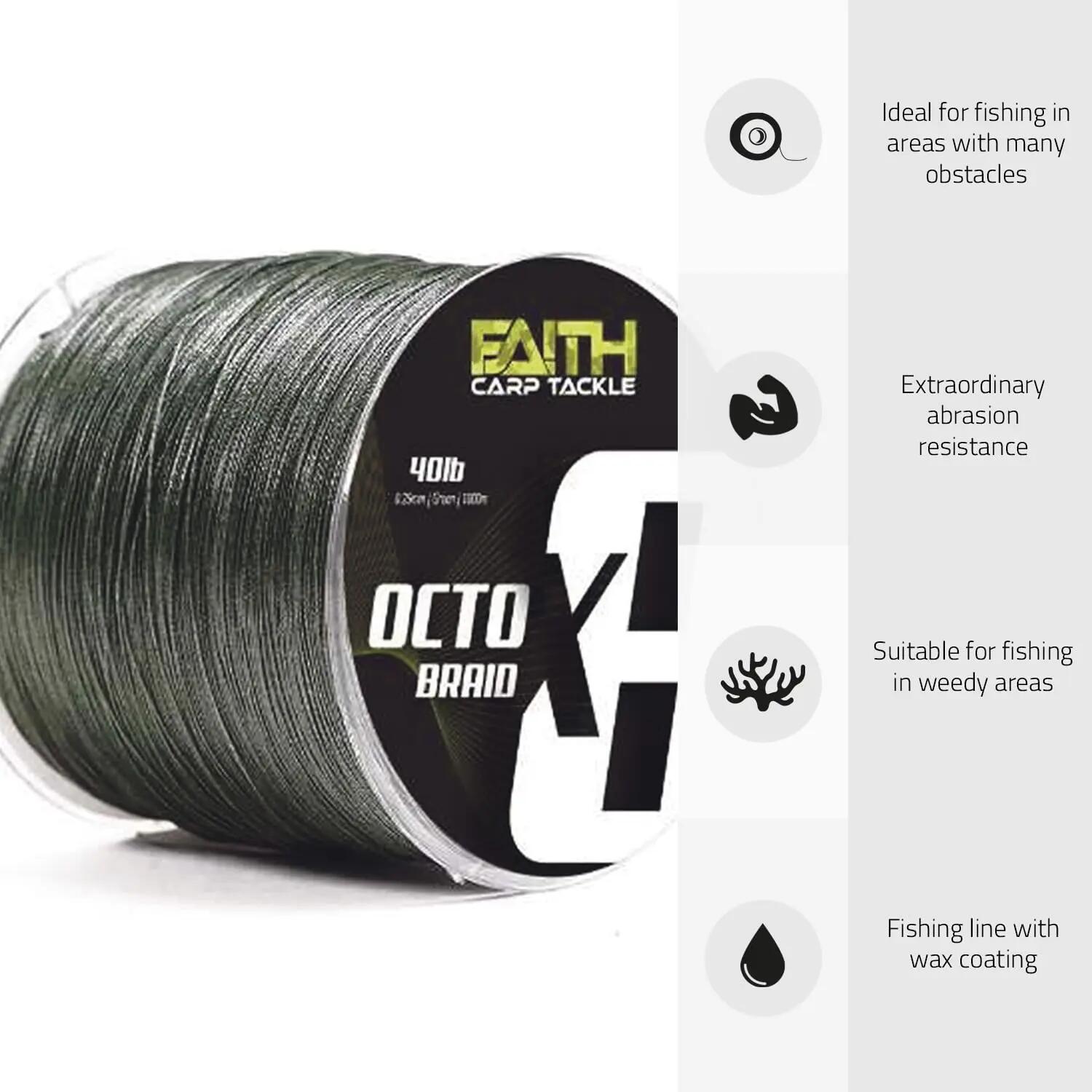 OctoX8 tresse verte 30lb 0.20mm 1000m coulante 5/7