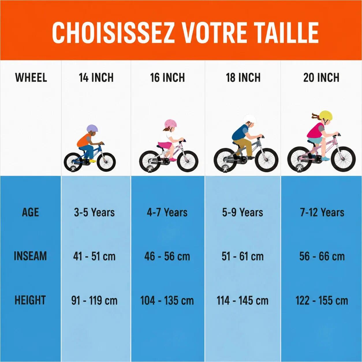 Garçon&fille vélo BMX enfant 14", roulettes, 3-5 ans 7/7