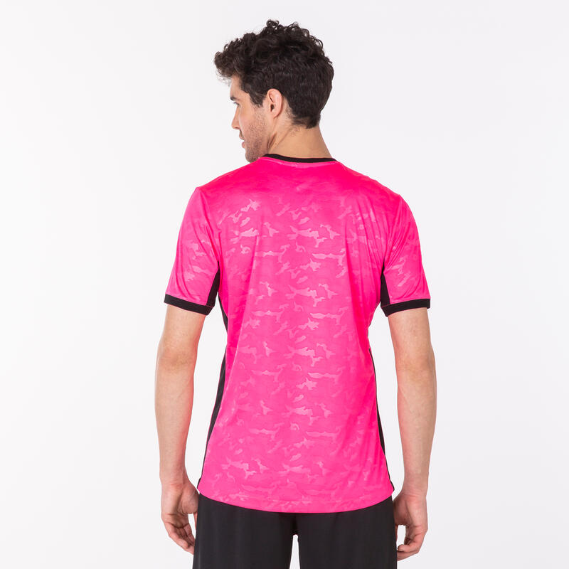 T-shirt manga curta Rapaz Joma Toletum ii rosa fluorescente preto