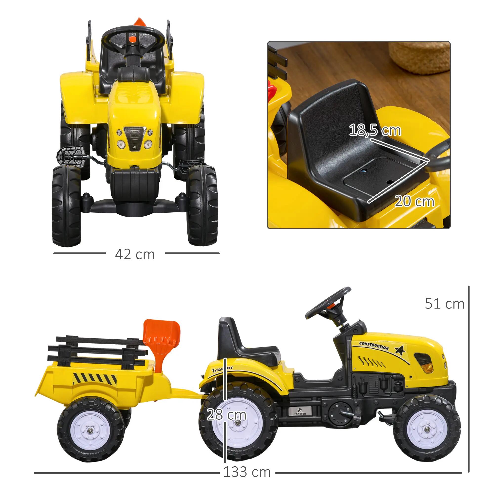 Tractor Infantil HOMCOM 133x42x51 cm Amarillo 3/7