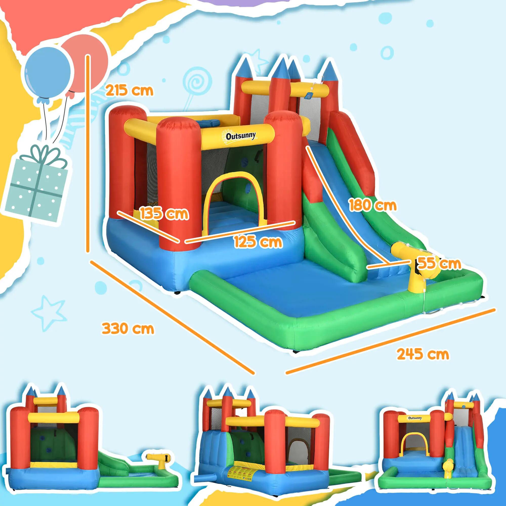 Castillo Hinchable Outsunny 330x245x215 cm Multicolor 3/8