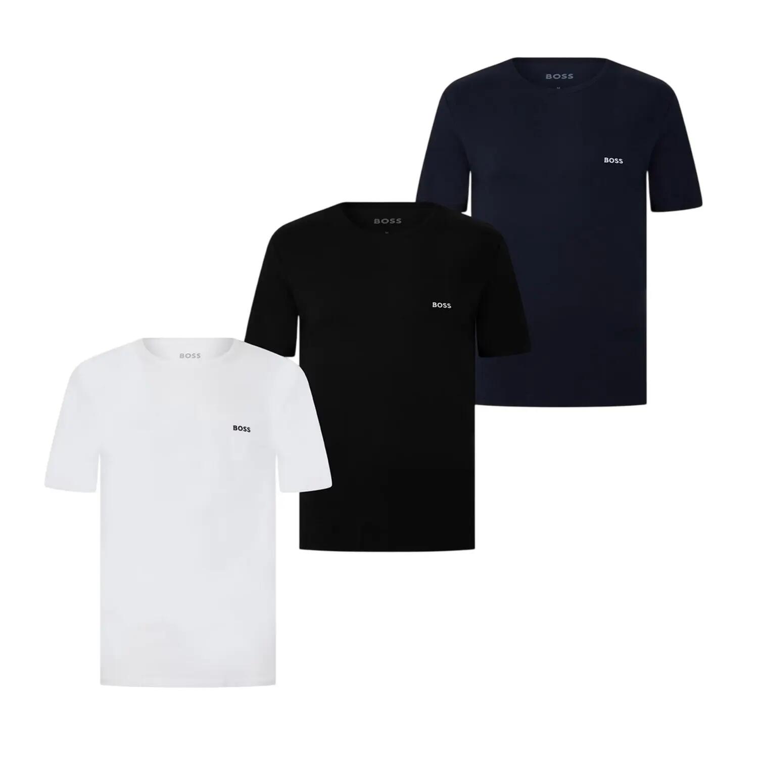 Boss Mens Embroidered Logo Crew Neck T-Shirt (Pack of 3)