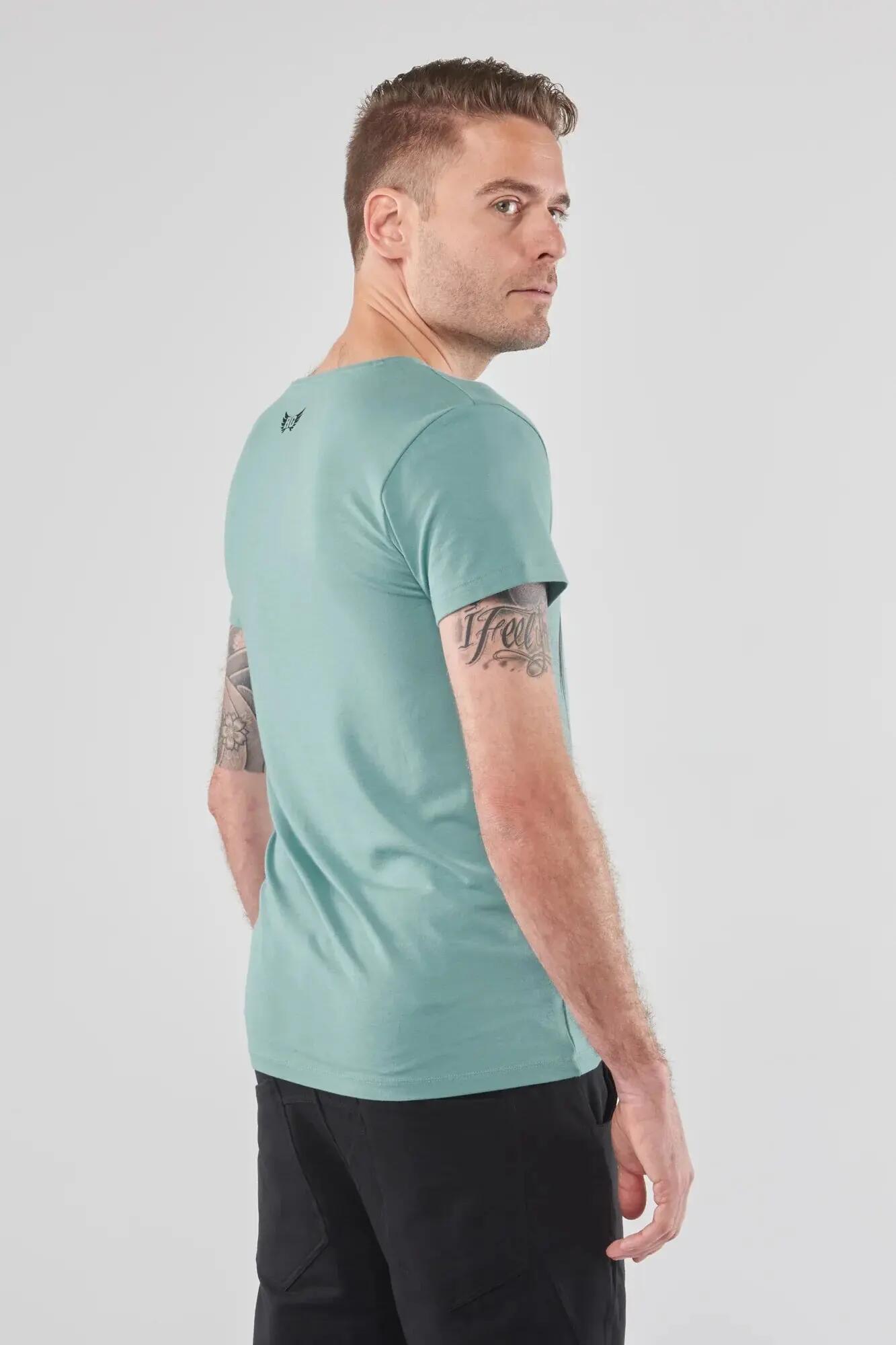 T-shirt Moksha Zen - Col en V à la hanche, doux et confortable - Vert 3/4