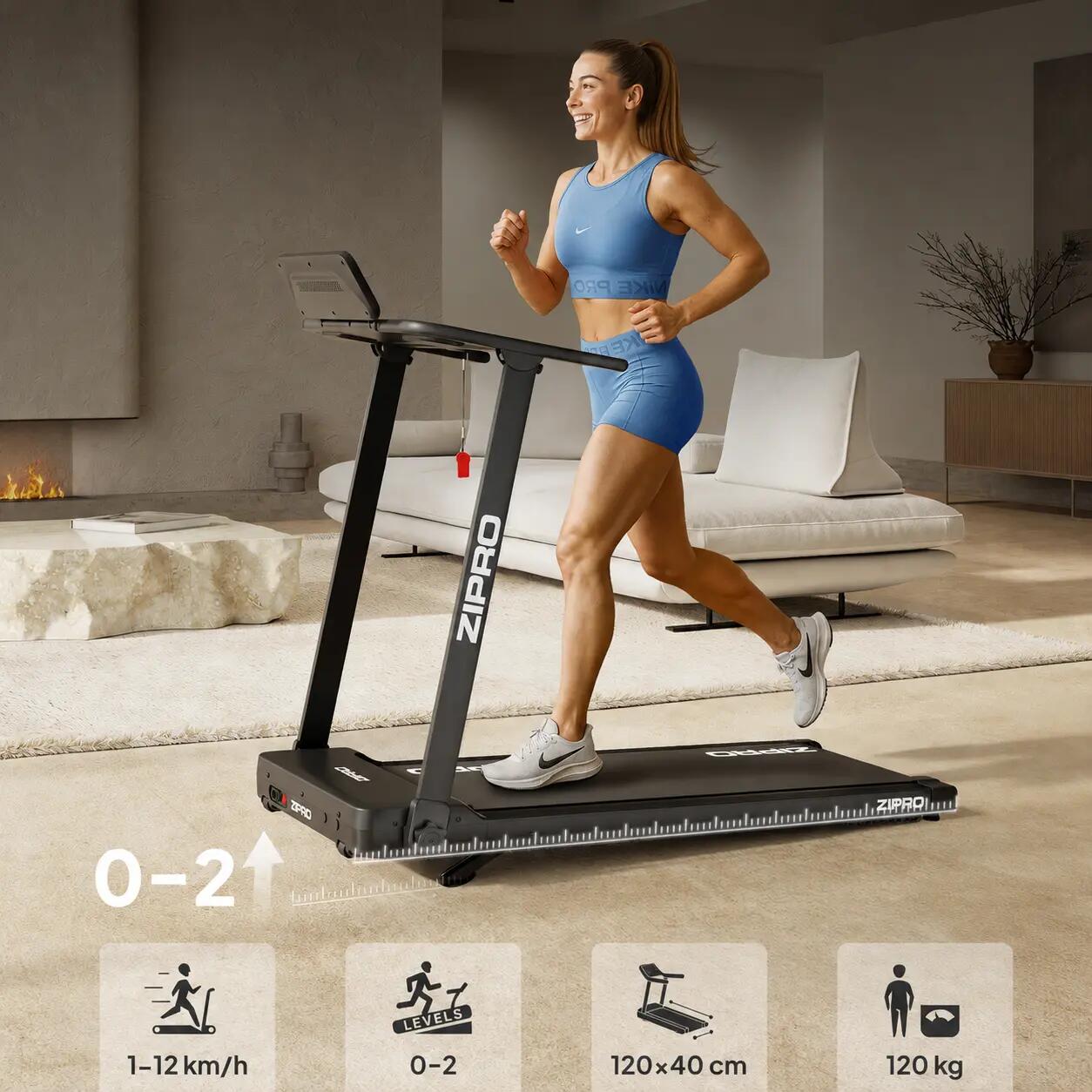 Cinta de correr plegable Forma Lite 12 km/h, inclinación 2 niveles, APP, Zwift 2/14