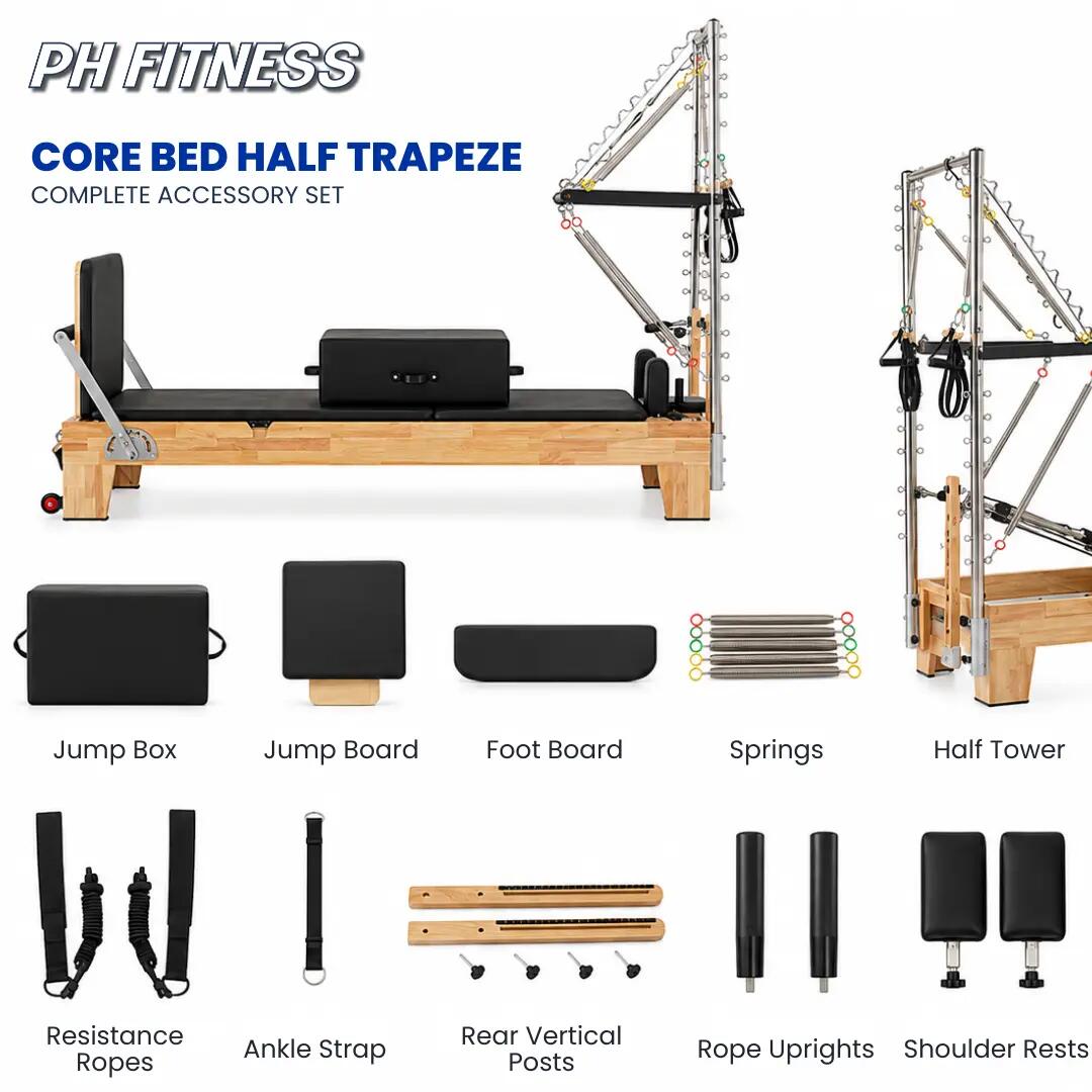 Reformer Pilates legno con Half Trapeze Tower | PH Fitness 3/9
