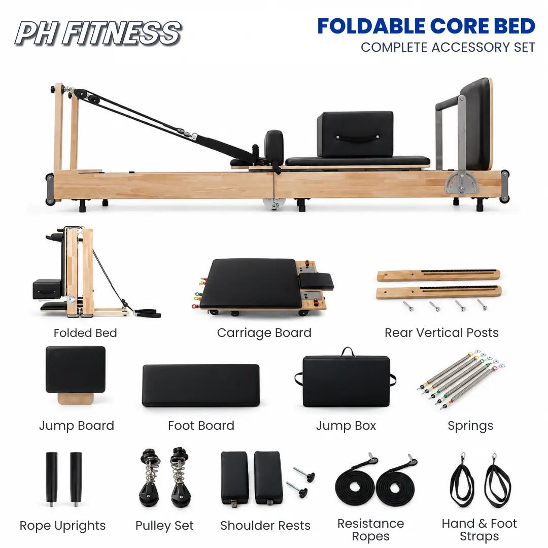 Reformer Pilates in legno pieghevole | PH Fitness 3/9