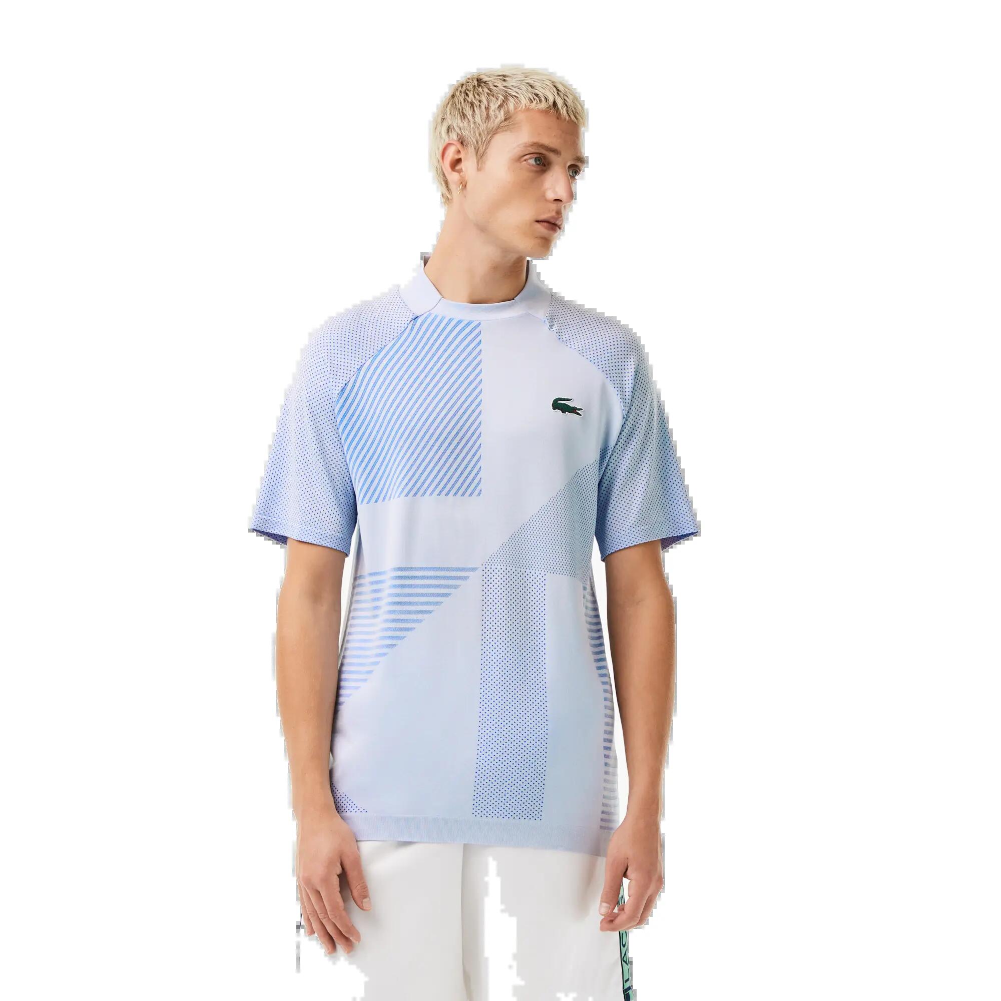 Polo LACOSTE SPORT slim bleu en polyester/polyamide 7/7