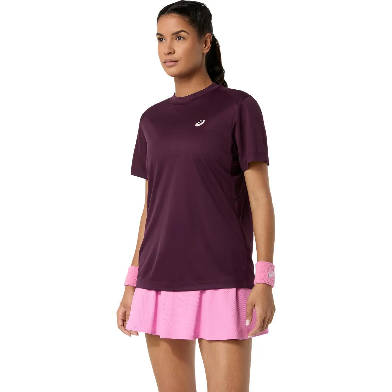 Haut Court SS pour femme, couleur aubergine 3/6